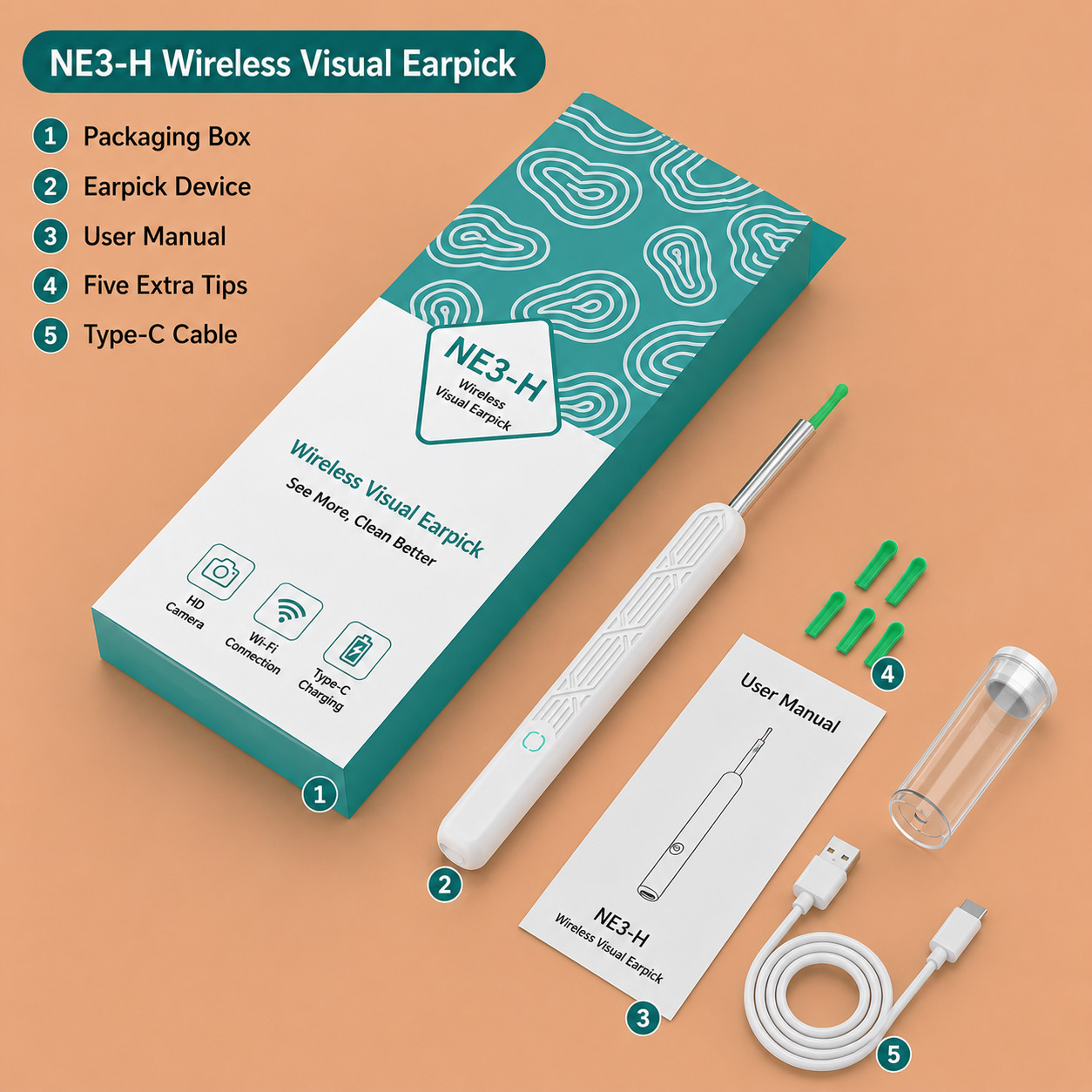NE3-H Wireless Visual Ear Pick with HD Camera_img_3