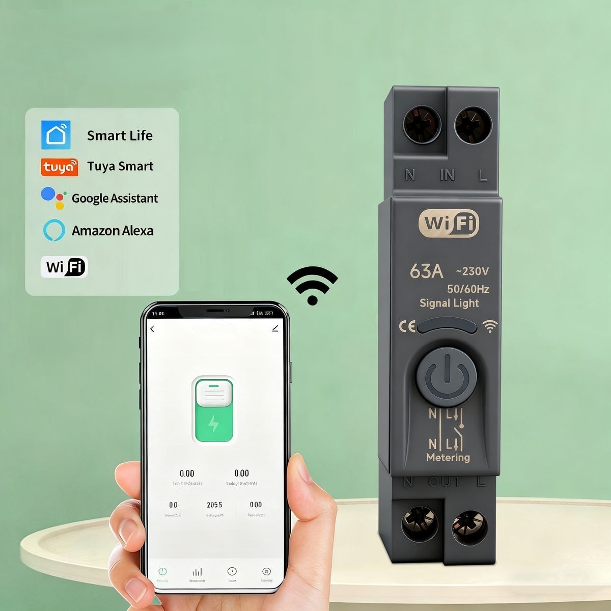 Premium Smart WiFi Circuit Breaker with Energy Meter | Premium Copper Contact | Voltage & Current Protection | Tuya App Control | 63A_img_1