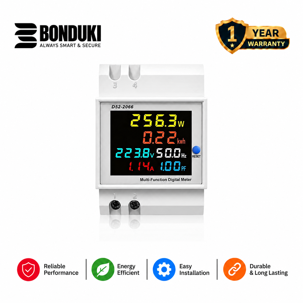 JIUJI Smart Energy Meter | WiFi & Non-WiFi Version | Built-in CT | LCD Display