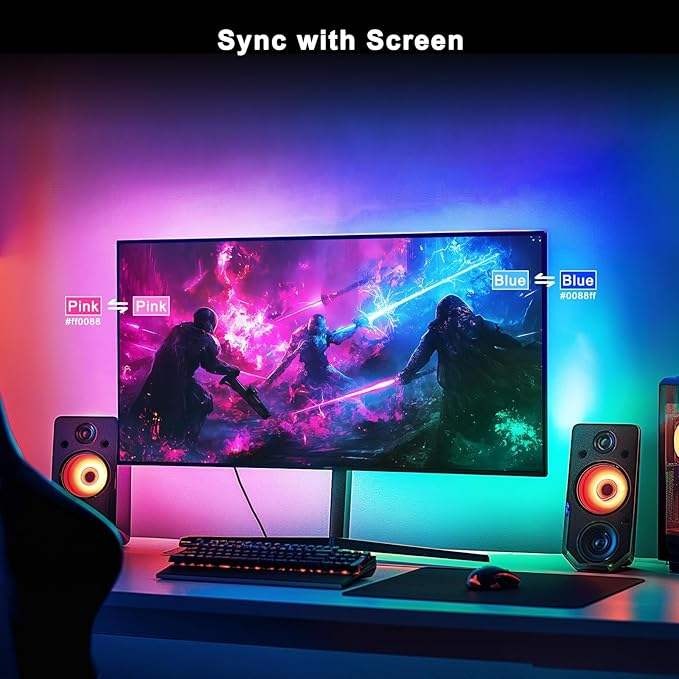 PC Sync Ambient RGB LED Backlight Kit | Smart Music Sync TV & Monitor Light | USB Powered_img_3
