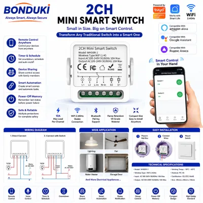 Smart WiFi + RF Switch Relay & Dimmer (Tuya) | App, Remote & Voice Control | Smart Life, Alexa, Google Home_img_1