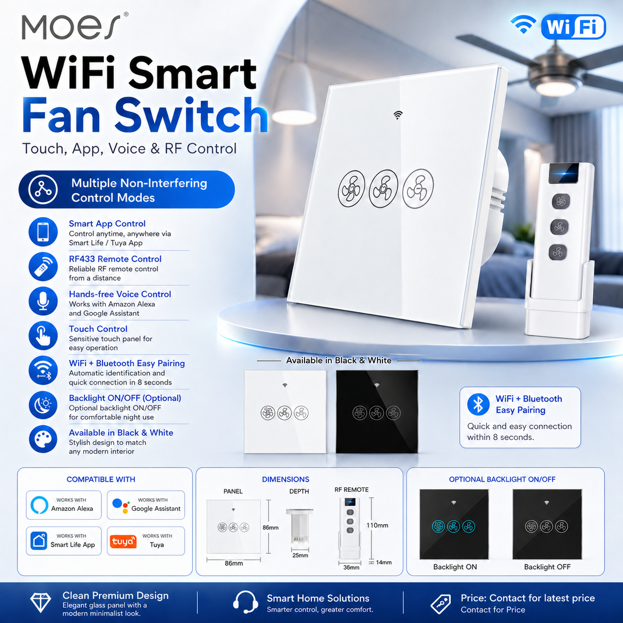 MOE SWiFi Smart Fan Regulator Switch + Remote Combo | Touch + App + Voice + Remote Control | Special Combo Offer_img_0