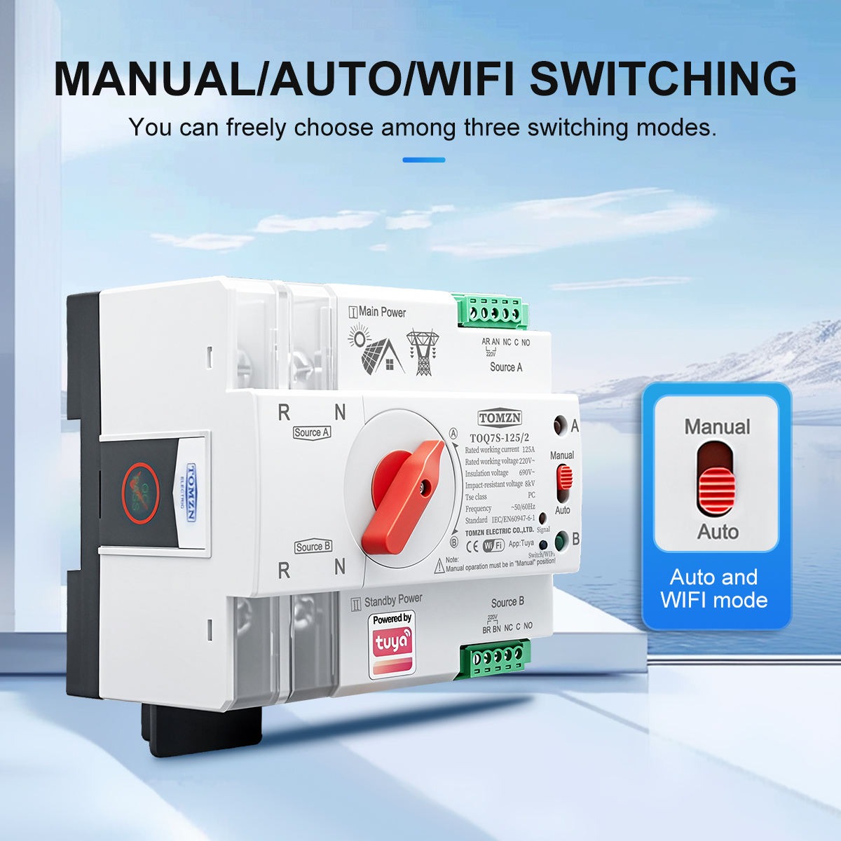 TOMZN WiFi Automatic Transfer Switch (ATS) | 2P 125A | Dual Power Auto Changeover Switch | PC Class | DIN Rail_img_2