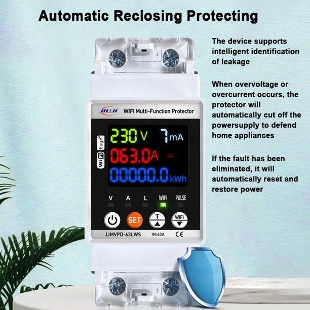 JIUJI Smart WiFi Multi-Function Protector | Smart Energy Meter, Leakage Protection, Power Monitor & App Control_img_1