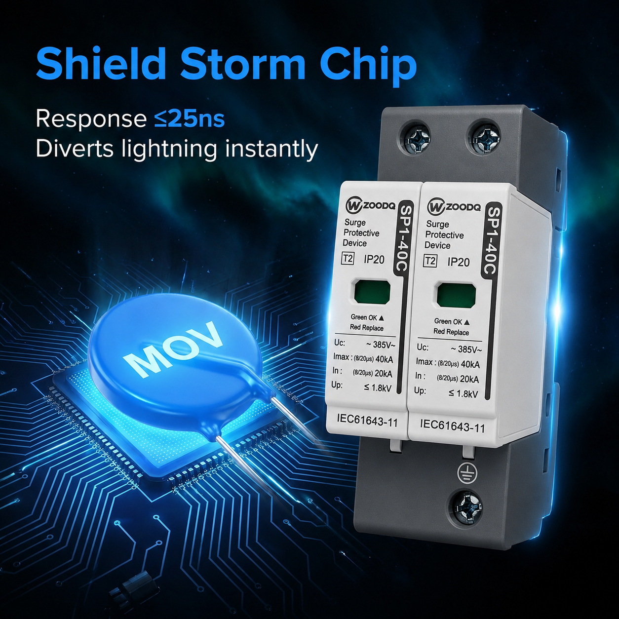 Surge Protective Device | 40kA SPD | DIN Rail Lightning Protection | Single Phase_img_1