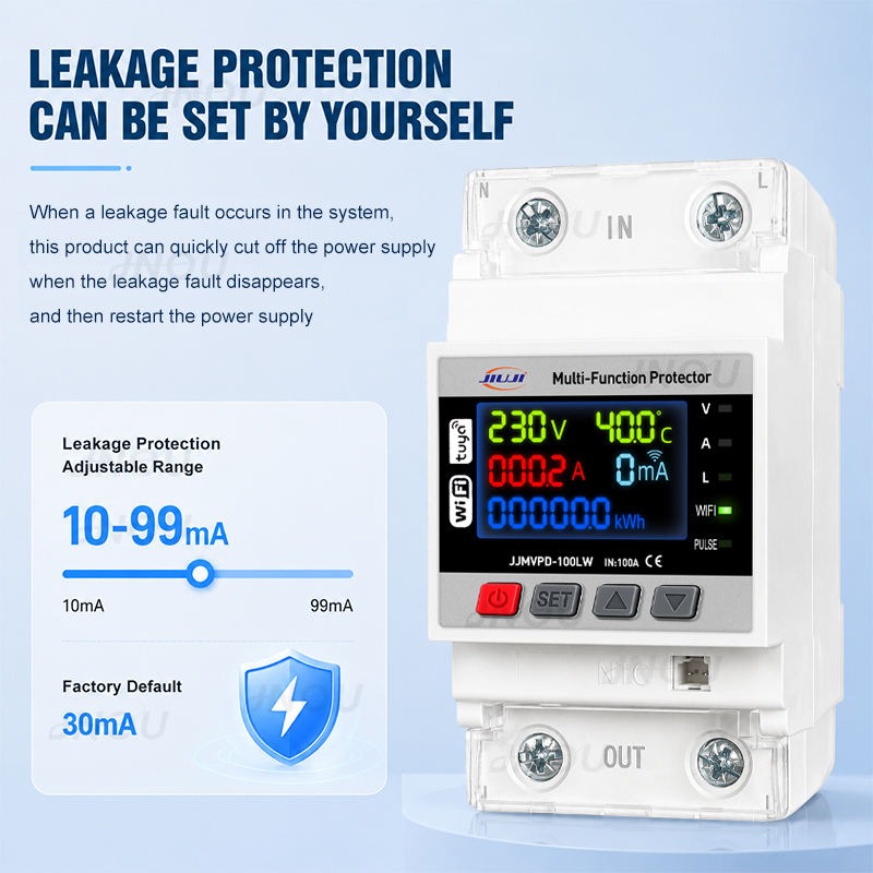 JIUJI 100A WiFi Smart Multifunctional Protector | Dual Relay | Temperature Sensor | Energy Monitoring_img_4