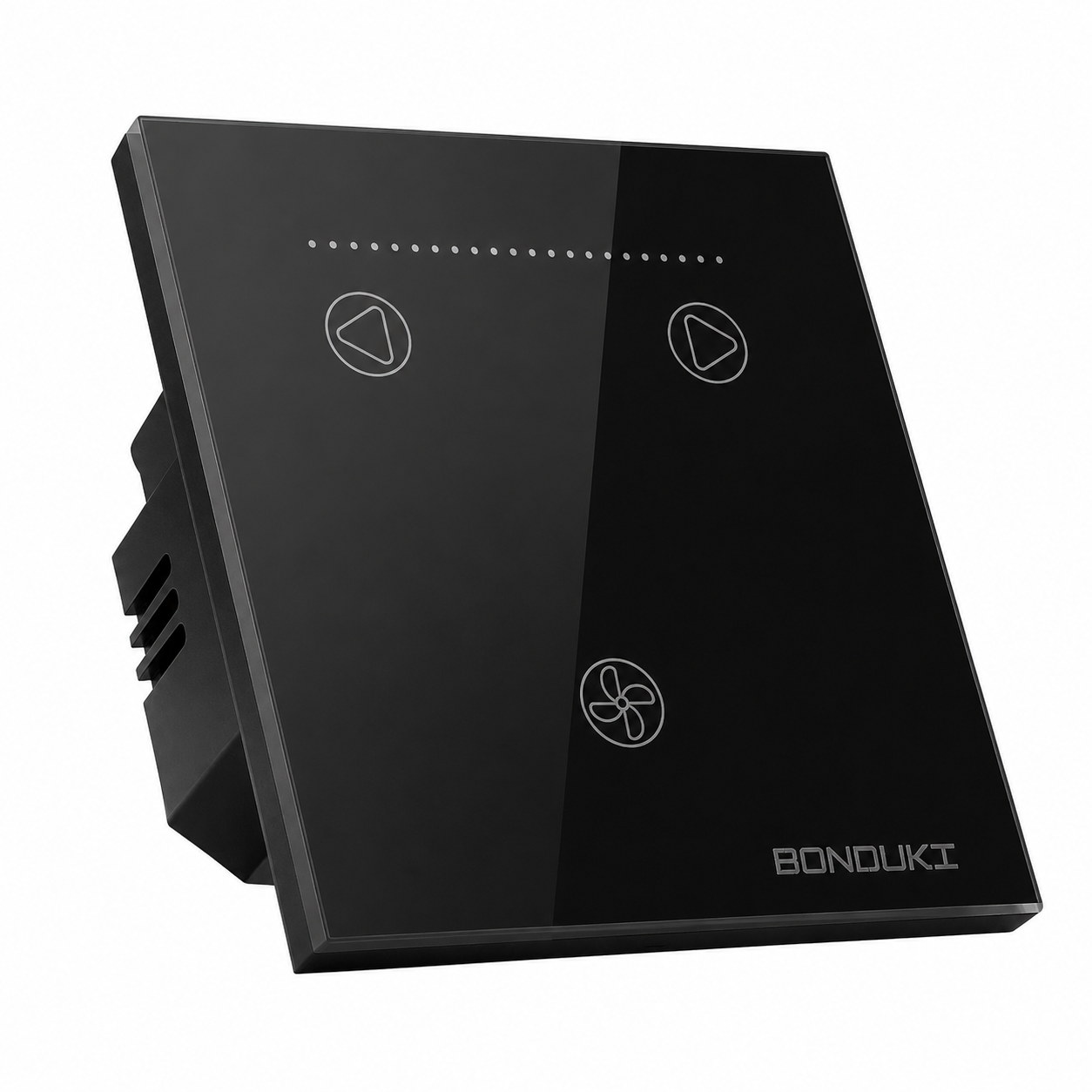 Bonduki Smart WiFi Fan Wall Switch | Voltage & Power Monitoring | Touch Fan Speed Controller | Tuya Smart | Google Assistant & Alexa | Black / White