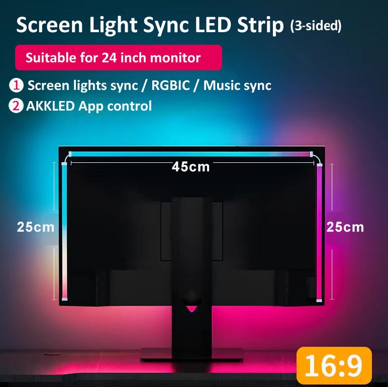 PC Sync Ambient RGB LED Backlight Kit | Smart Music Sync TV & Monitor Light | USB Powered_img_1
