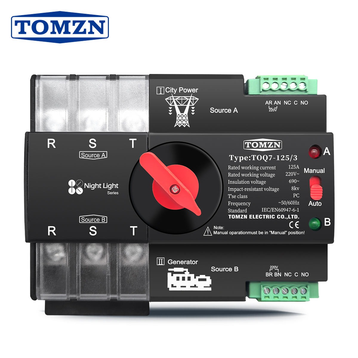 TOMZN TOQ7 Mini Automatic Transfer Switch (ATS)  | Dual Power Auto Changeover Switch | PC Class | DIN Rail_img_3