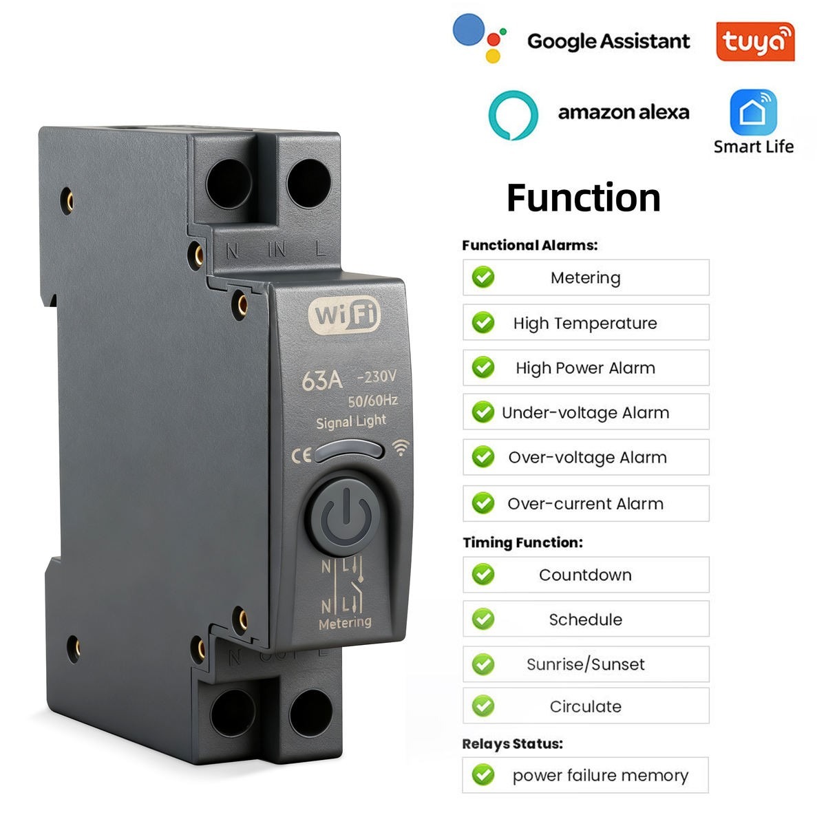 Premium Smart WiFi Circuit Breaker with Energy Meter | Premium Copper Contact | Voltage & Current Protection | Tuya App Control | 63A_img_2