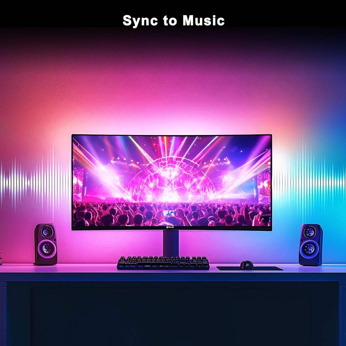 PC Sync Ambient RGB LED Backlight Kit | Smart Music Sync TV & Monitor Light | USB Powered_img_6
