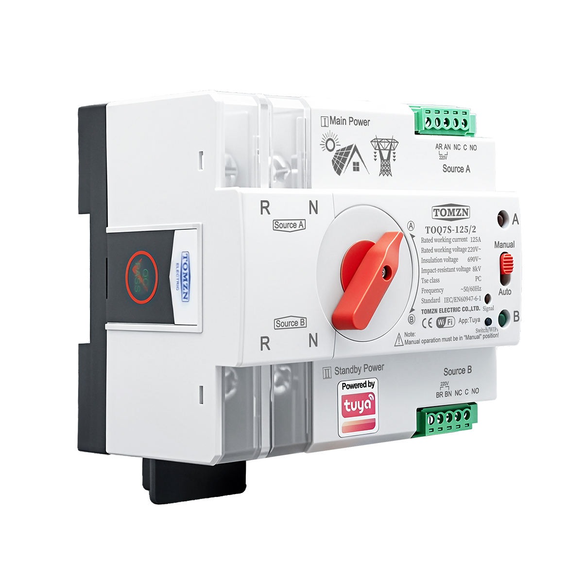 TOMZN WiFi Automatic Transfer Switch (ATS) | 2P 125A | Dual Power Auto Changeover Switch | PC Class | DIN Rail_img_5