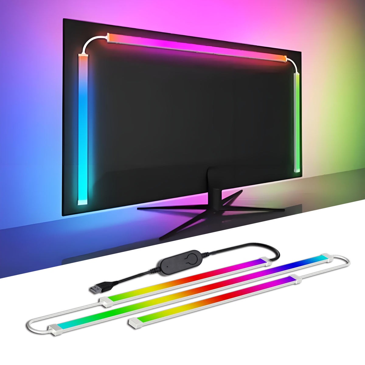 PC Sync Ambient RGB LED Backlight Kit | Smart Music Sync TV & Monitor Light | USB Powered_img_7