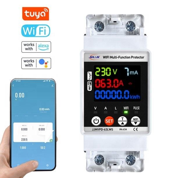 JIUJI Smart WiFi Multi-Function Protector | Smart Energy Meter, Leakage Protection, Power Monitor & App Control
