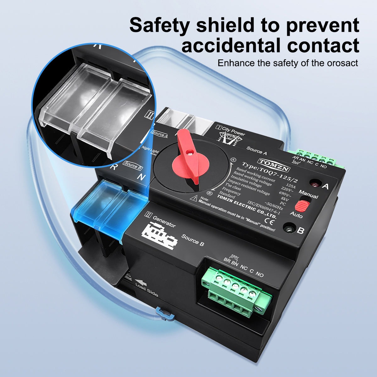 TOMZN TOQ7 Mini Automatic Transfer Switch (ATS) | Dual Power Auto Changeover Switch | PC Class | DIN Rail_img_5