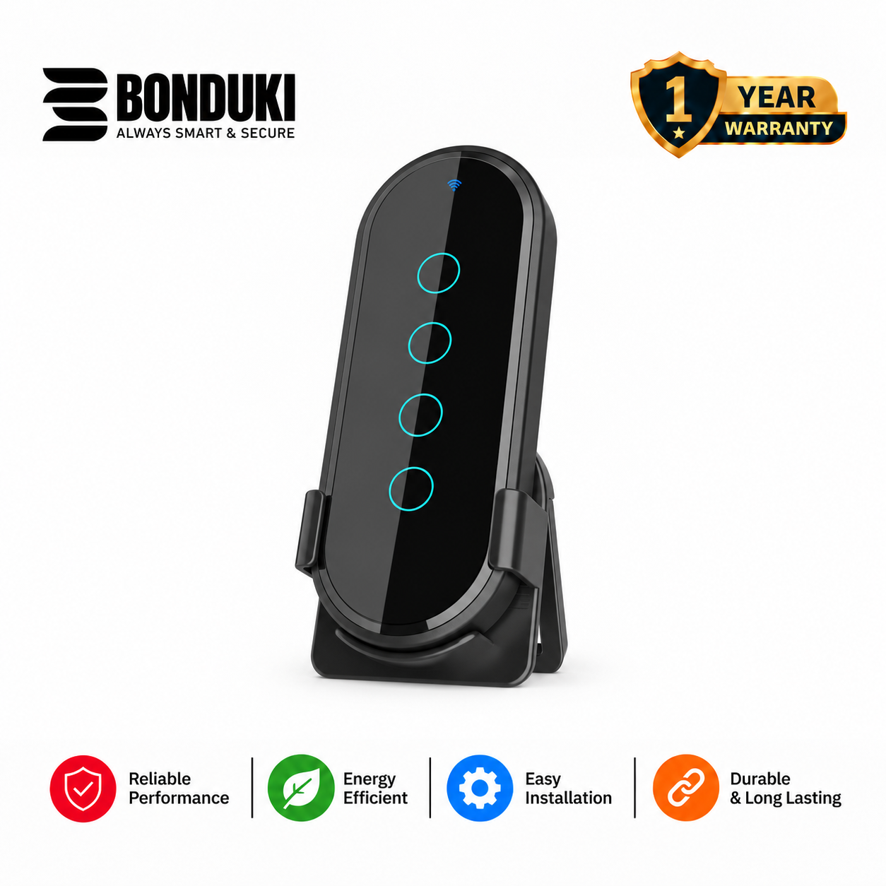 Universal 4-Key RF Glass Remote for Smart Wall Switch
