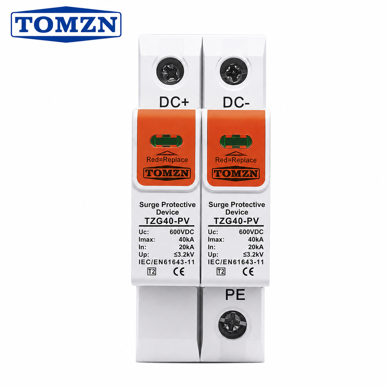 TOMZN TZG40-PV DC Solar Surge Protective Device (SPD) | Type 2 | 600V DC | 40kA
