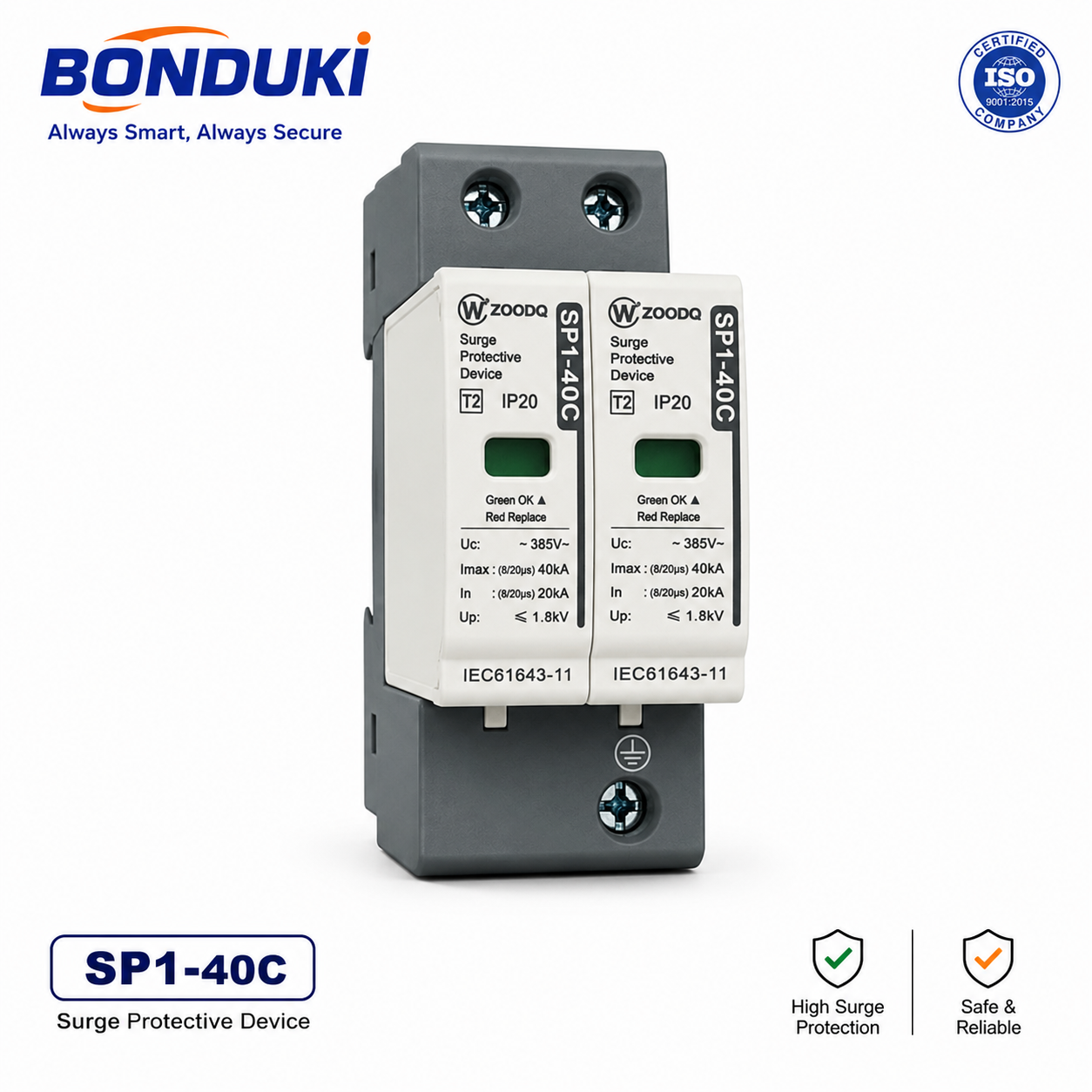 Surge Protective Device | 40kA SPD | DIN Rail Lightning Protection | Single Phase