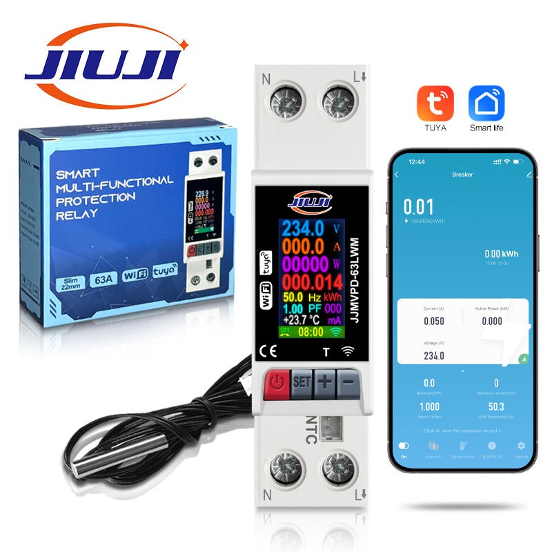 JIUJI Tuya WiFi Smart Multi-Function Protector | JJMVPD-63LWM | 63A | 1P+N | Leakage Protection | Temperature Monitoring | Energy Meter | LCD Display_img_5