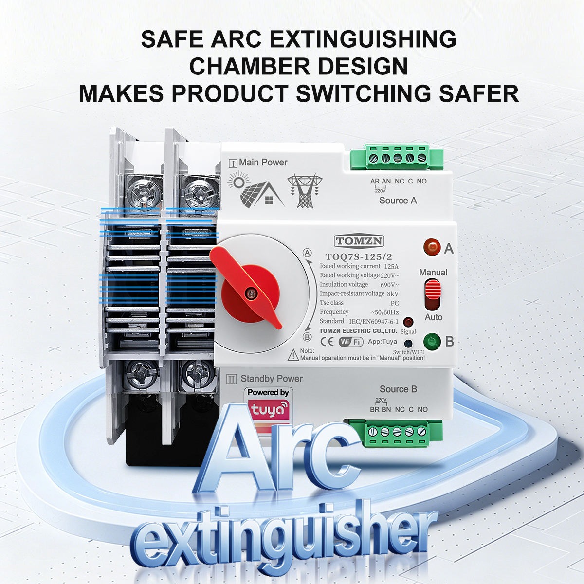 TOMZN WiFi Automatic Transfer Switch (ATS) | 2P 125A | Dual Power Auto Changeover Switch | PC Class | DIN Rail_img_1