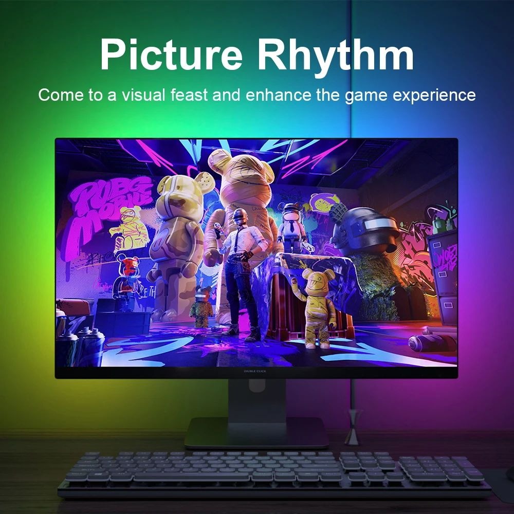 PC Sync Ambient RGB LED Backlight Kit | Smart Music Sync TV & Monitor Light | USB Powered_img_8