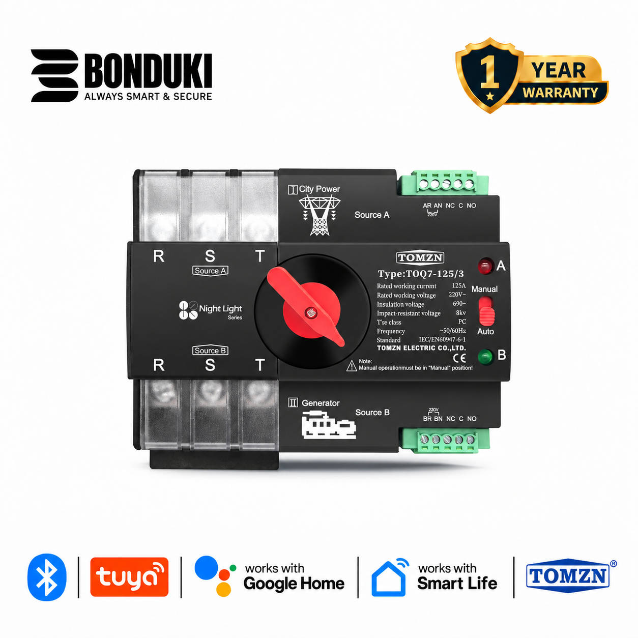 TOMZN TOQ7 Mini Automatic Transfer Switch (ATS)  | Dual Power Auto Changeover Switch | PC Class | DIN Rail_img_1