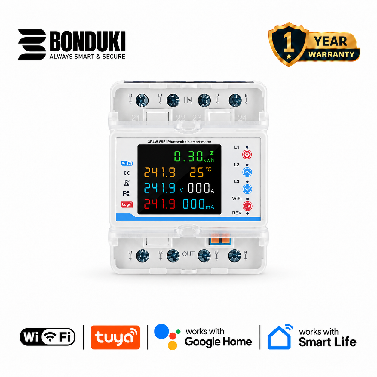 3 Phase 100A WiFi Smart Energy Meter Protector