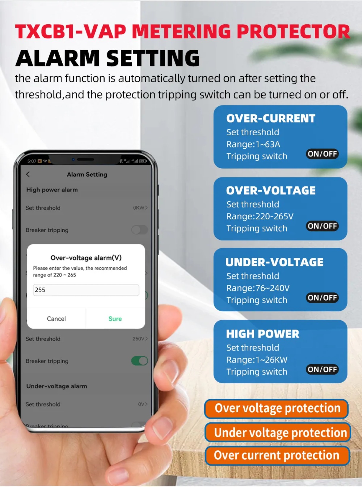 Bonduki Smart WiFi Circuit Breaker With Energy Meter | Voltage Protection | Tuya App Control_img_3