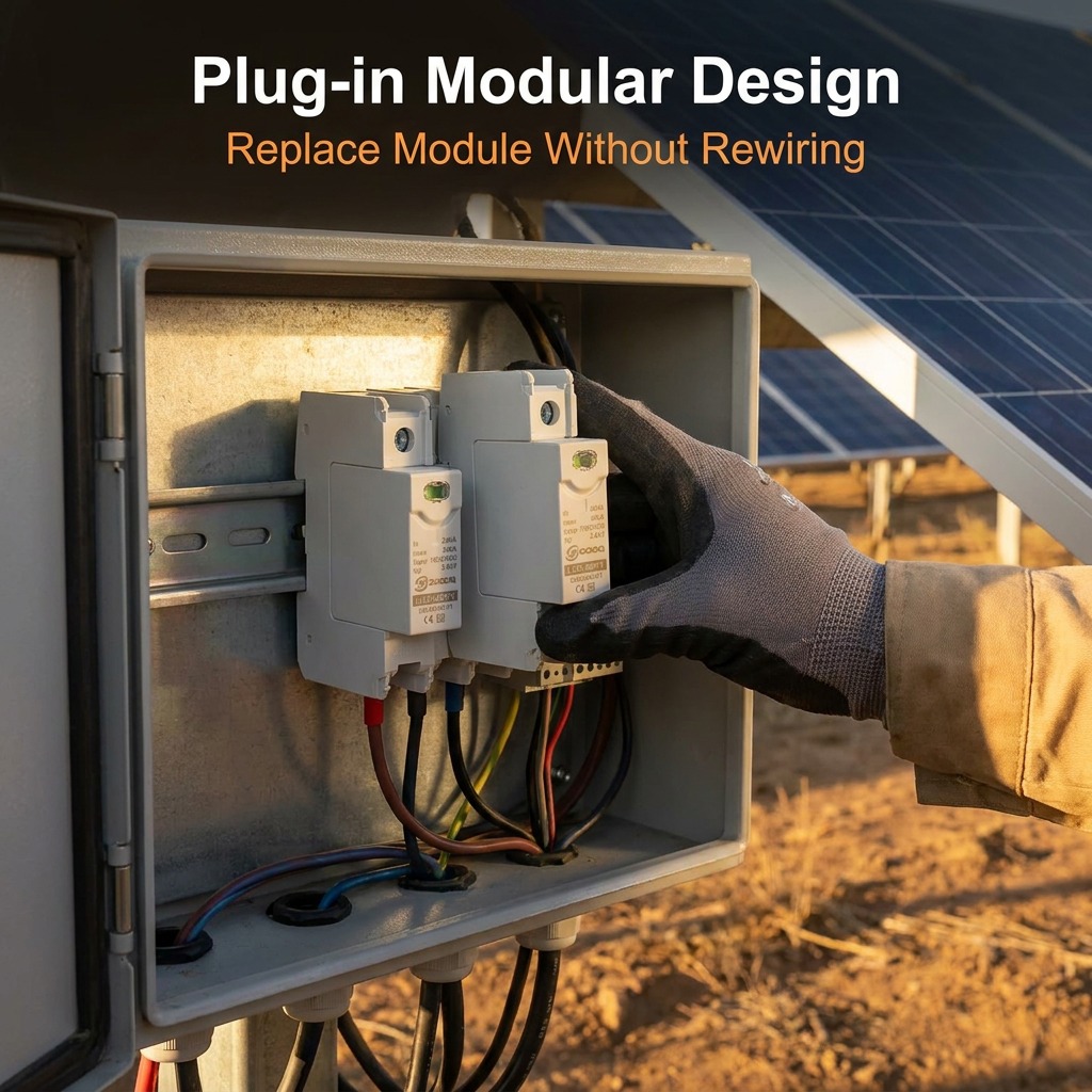 DC Surge Protective Device | 1000V DC SPD | 40kA Solar PV Lightning Protection | DIN Rail_img_1