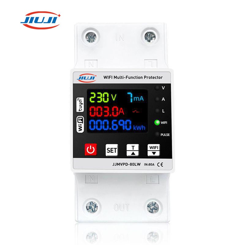 JIUJI Tuya WiFi Smart Protector | VPD1-80LW | 80A | 1P+N | Energy Metering | Over & Under Voltage Protection | WiFi + BLE | Tuya Smart | Smart Life
