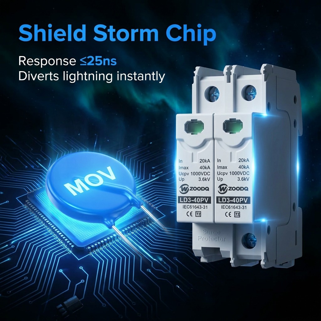 DC Surge Protective Device | 1000V DC SPD | 40kA Solar PV Lightning Protection | DIN Rail_img_2