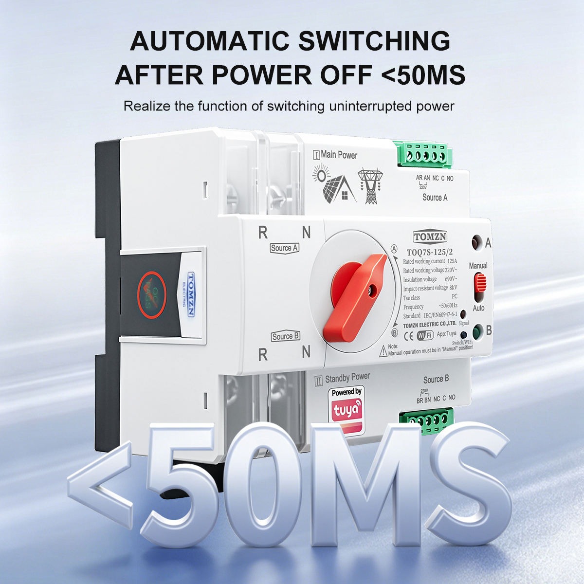 TOMZN WiFi Automatic Transfer Switch (ATS) | 2P 125A | Dual Power Auto Changeover Switch | PC Class | DIN Rail_img_3