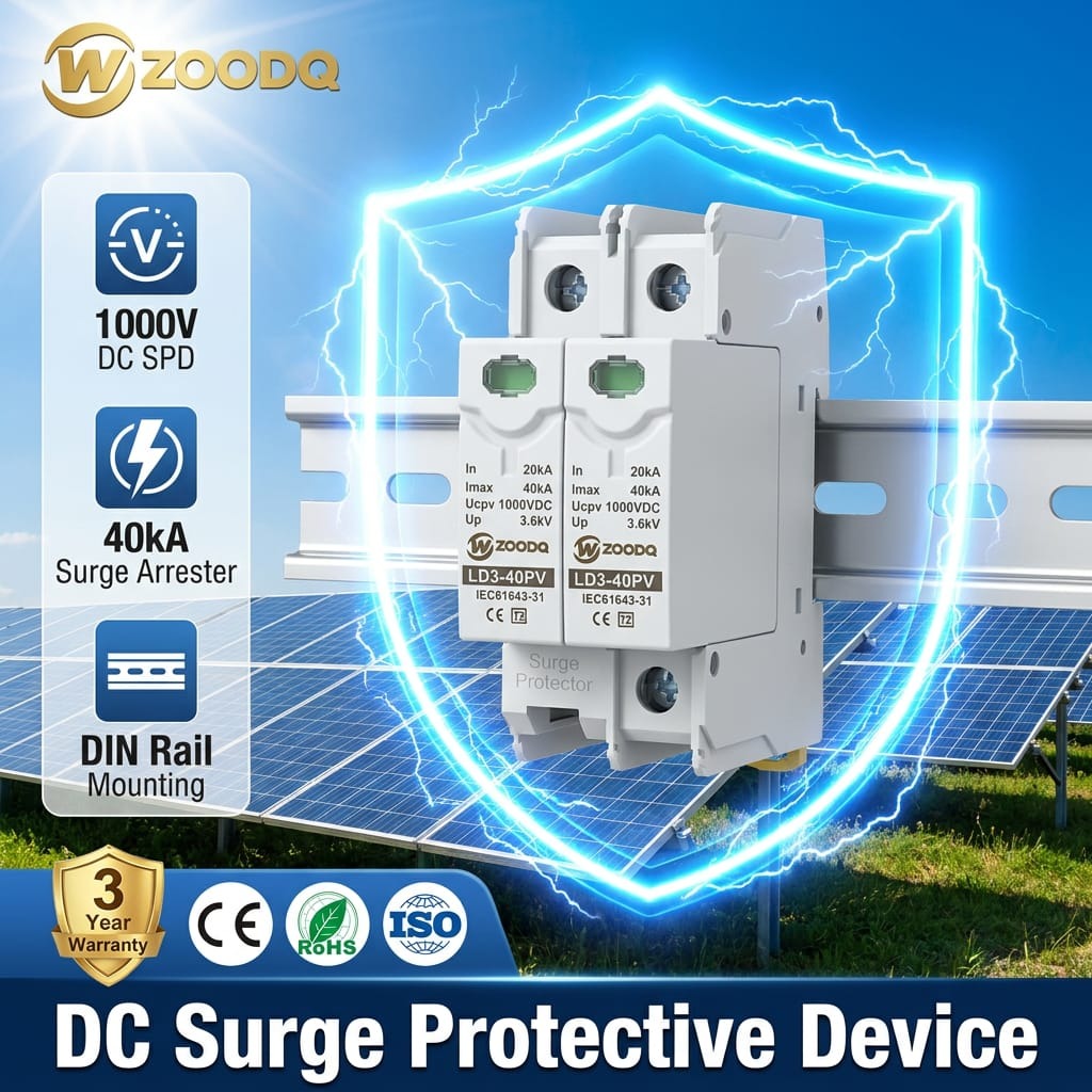 DC Surge Protective Device | 1000V DC SPD | 40kA Solar PV Lightning Protection | DIN Rail