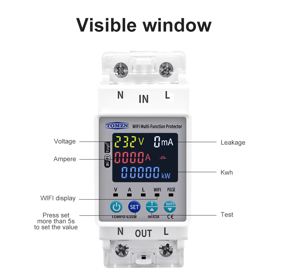 TOMZN TOMPD-63SW 63A WiFi Smart Circuit Breaker | Smart Life App Control | kWh Energy Metering | Voltage Current Leakage Protection | Timer Switch_img_4