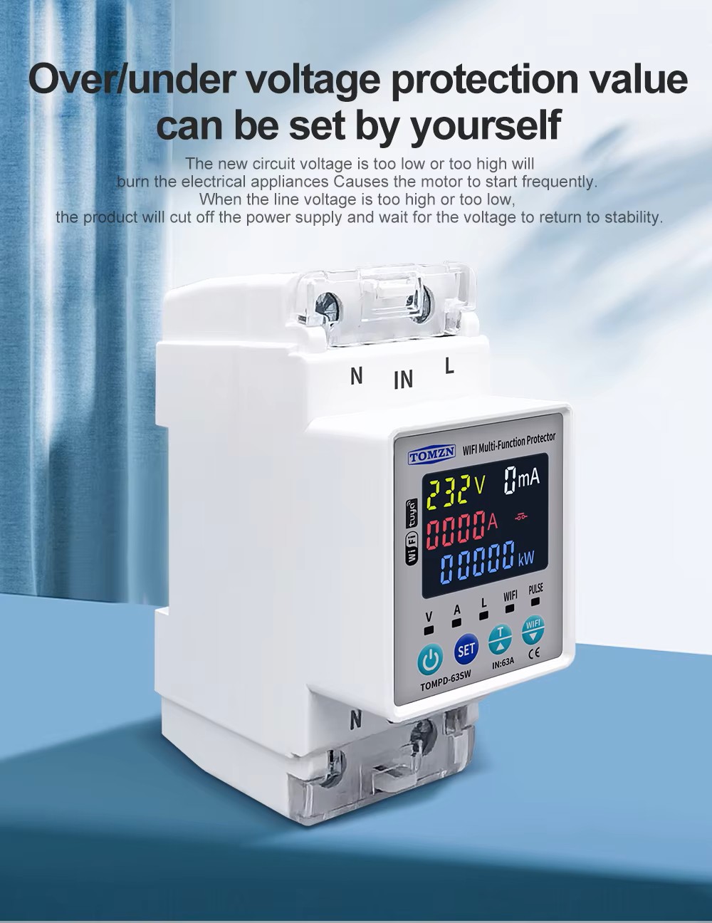 TOMZN TOMPD-63SW 63A WiFi Smart Circuit Breaker | Smart Life App Control | kWh Energy Metering | Voltage Current Leakage Protection | Timer Switch_img_2