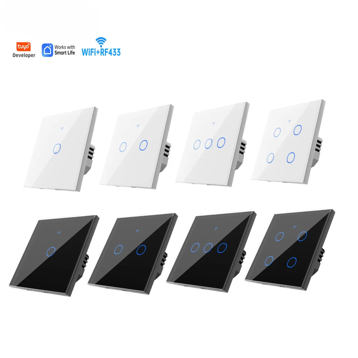Tuya Smart Wall Switch (1–4 Gang) | App + Bluetooth + Touch + RF Remote + Regulator & Socket