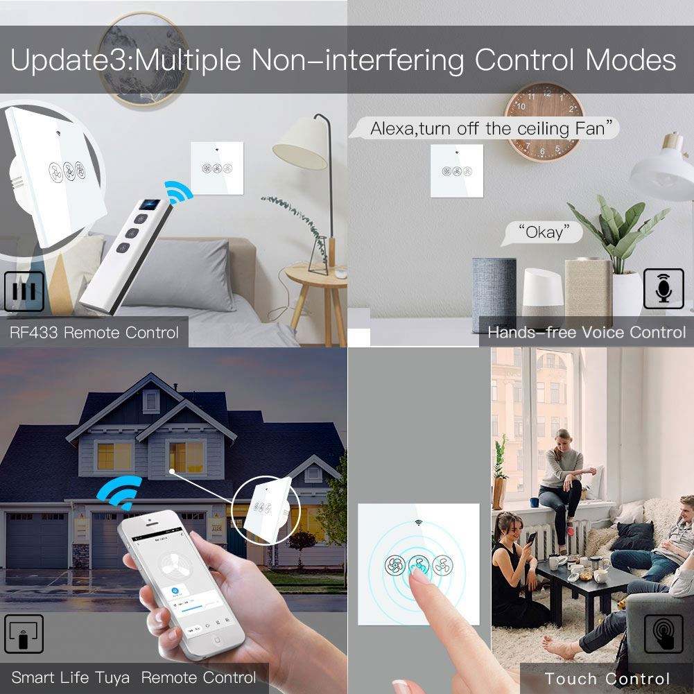MOES WiFi Smart Fan regulator Switch | Touch + App + Voice + Remote Control Support | Speed Control & Timer_img_6