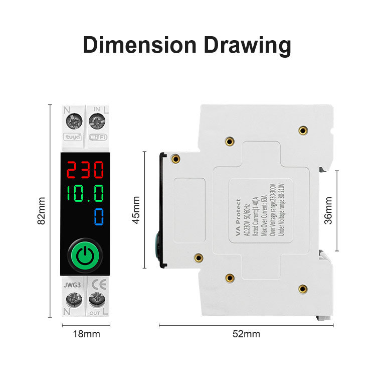 Tuya WiFi Smart Switch 63A with Display | Smart Life App Control Miniature Circuit Breaker | Timer Voice Control | DIN Rail Smart MCB_img_6