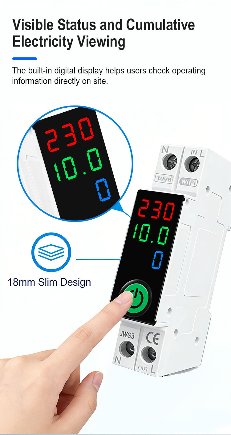 Tuya WiFi Smart Switch 63A with Display | Smart Life App Control Miniature Circuit Breaker | Timer Voice Control | DIN Rail Smart MCB_img_4
