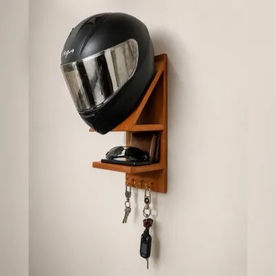 Wooden Helmet&key Holder (ফ্রি হোম ডেলিভারি)_img_2