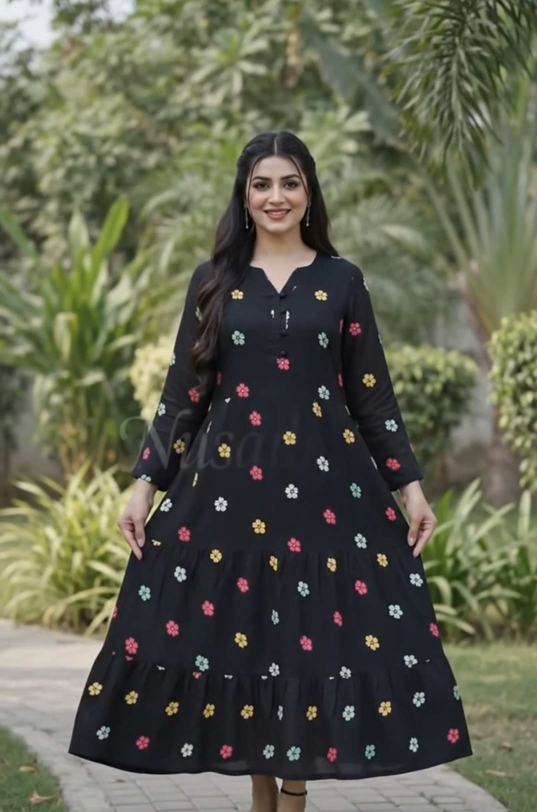 Floral Fantasy Black One-Piece