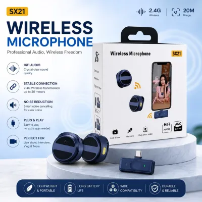 🎤 SX21-New 1 Drag 2 Wireless Lavalier Microphone (Type-C)_img_0