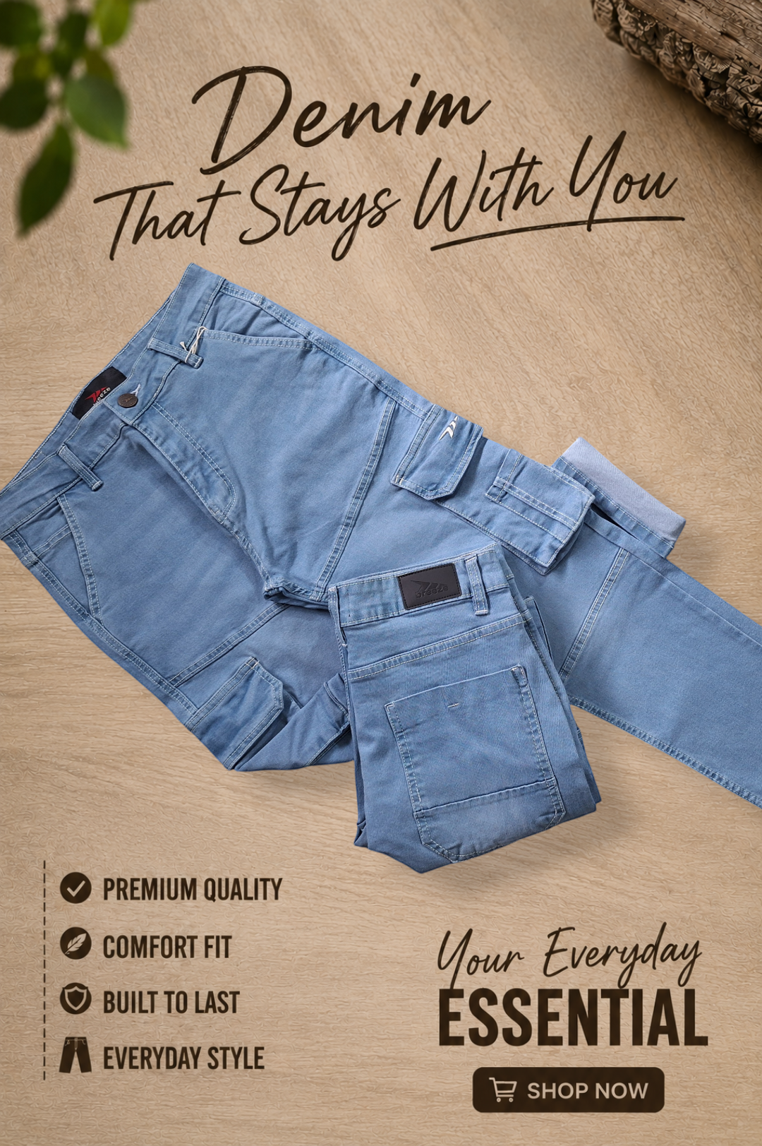 Premium 7 Pocket Jeans Cargo ( Light Blue)