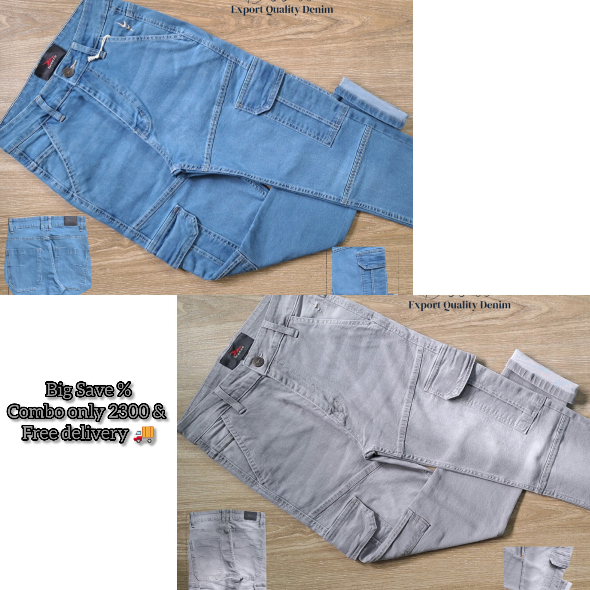 Premium Combo Cargo (light Blue & Ash)