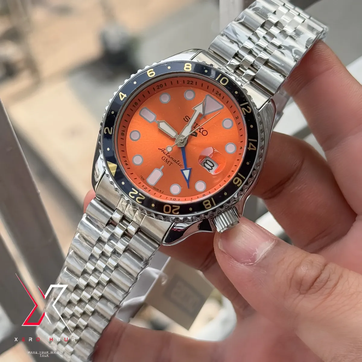 SEIKO GMT Master | Jubilee Chain | Automatic | Semi AAA Grade | Orange Dial
