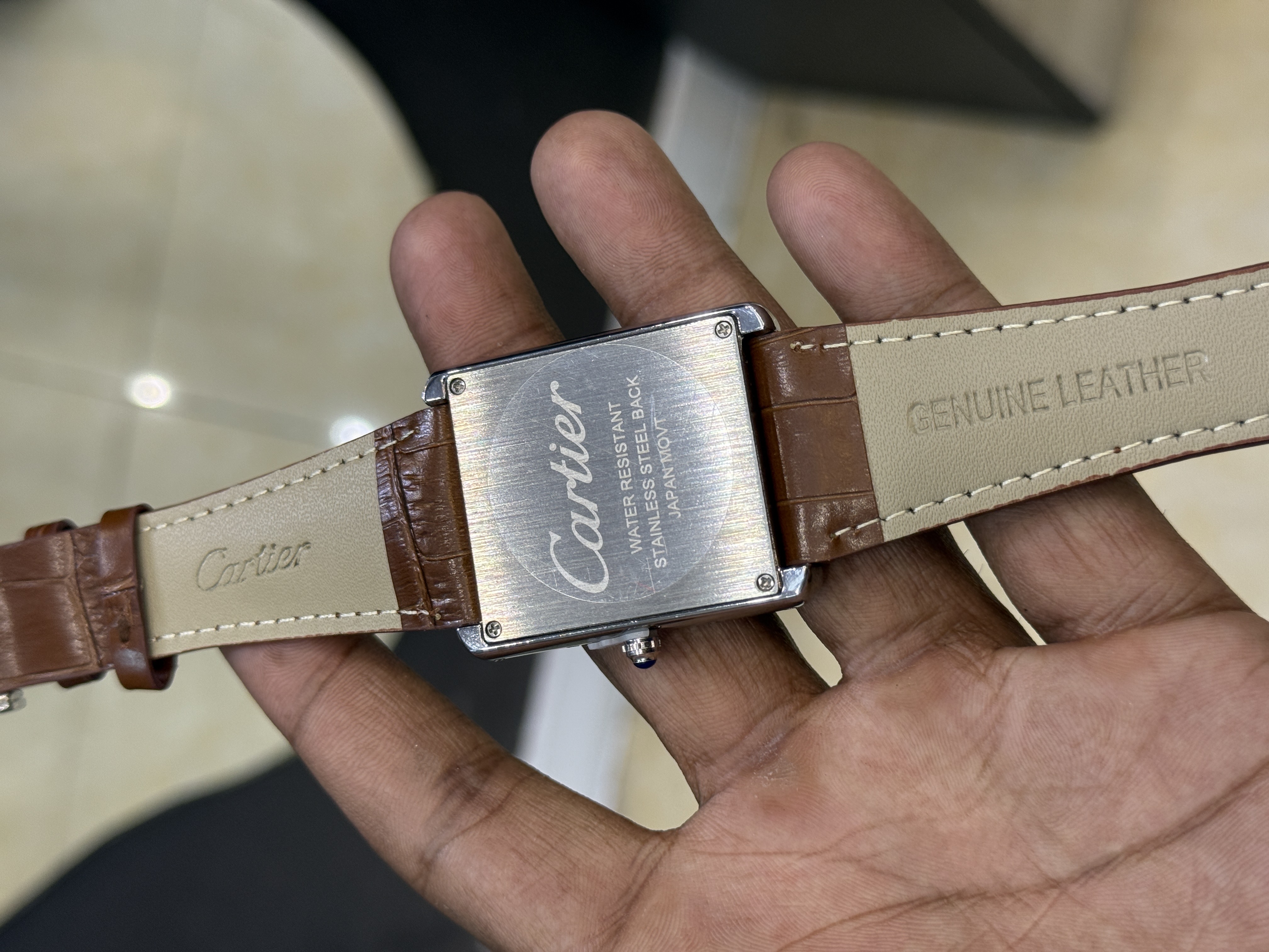 Cartier Tank Watch Big Dial (Brown-White)_img_2