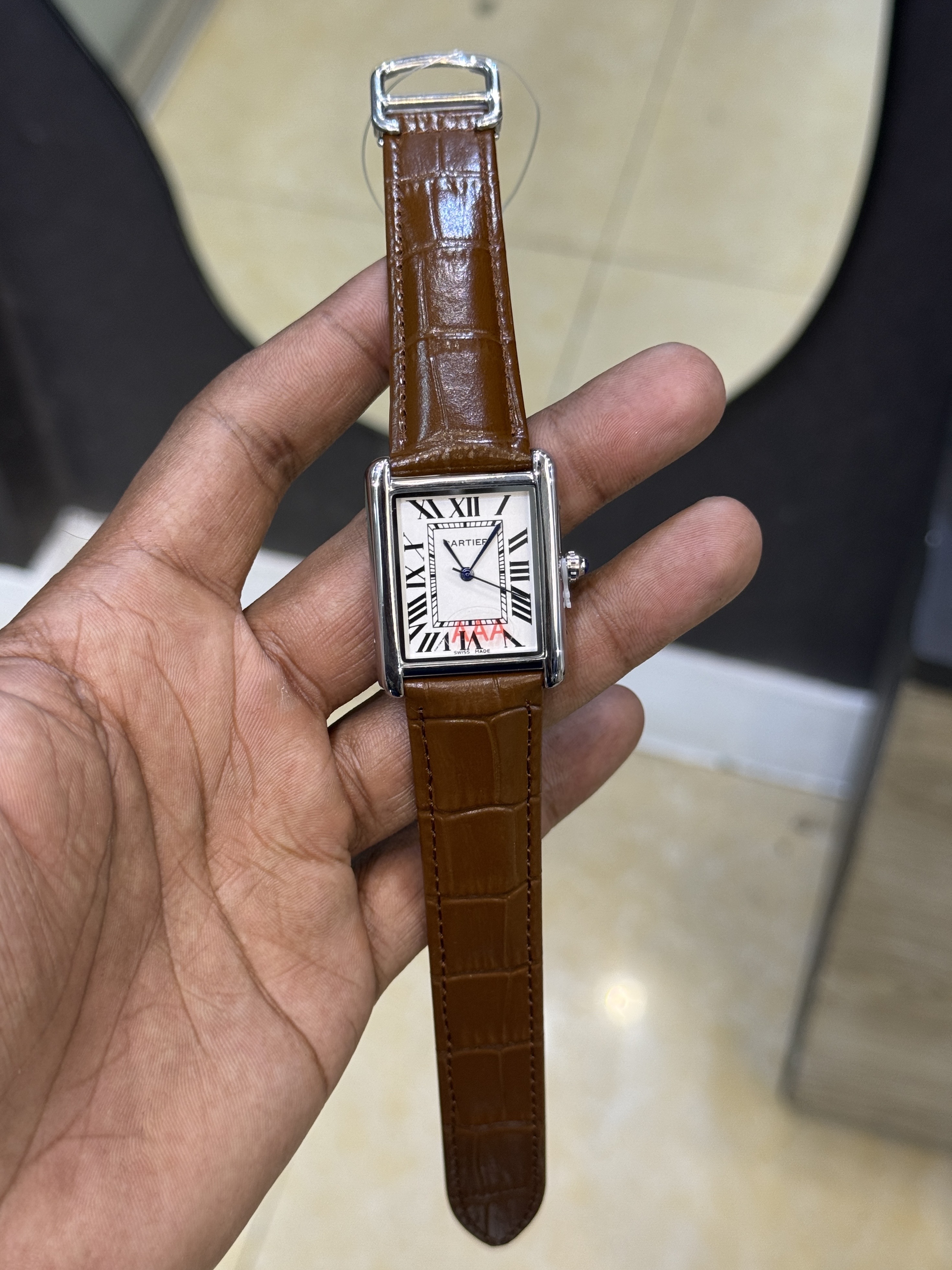 Cartier Tank Watch (Brown-White)_img_2