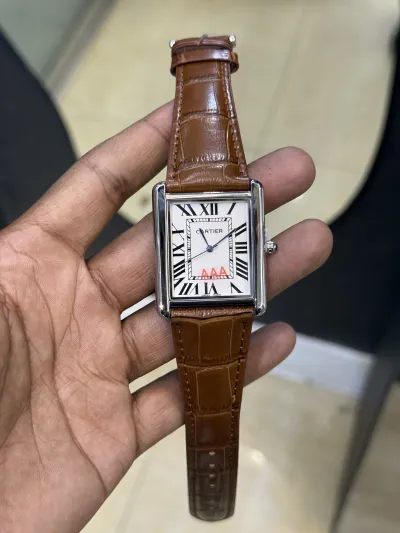 Cartier Tank Watch Big Dial (Brown-White)_img_3