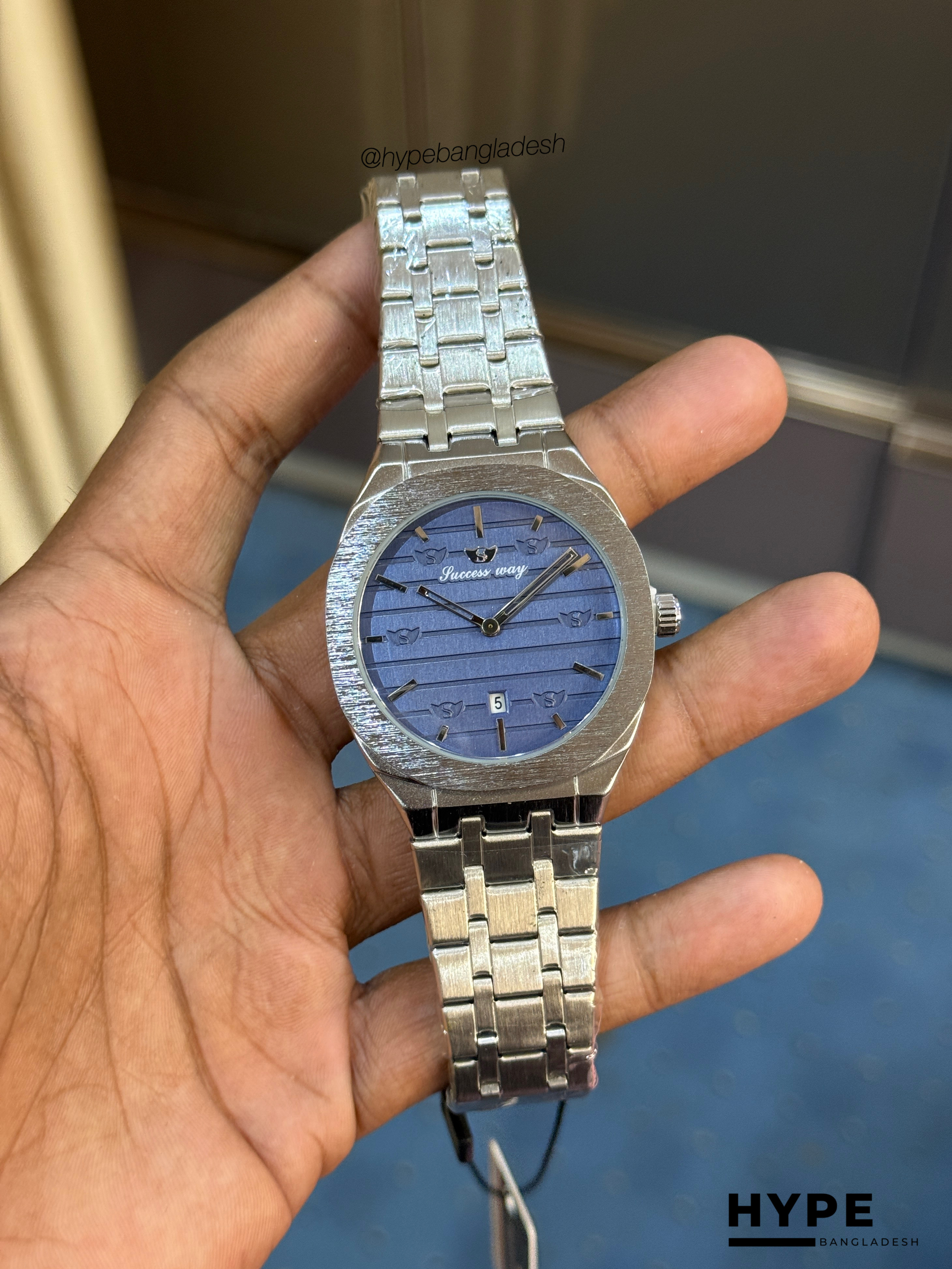 Success Way Quartz With Date Watch For Men (Black-Blue)_img_4