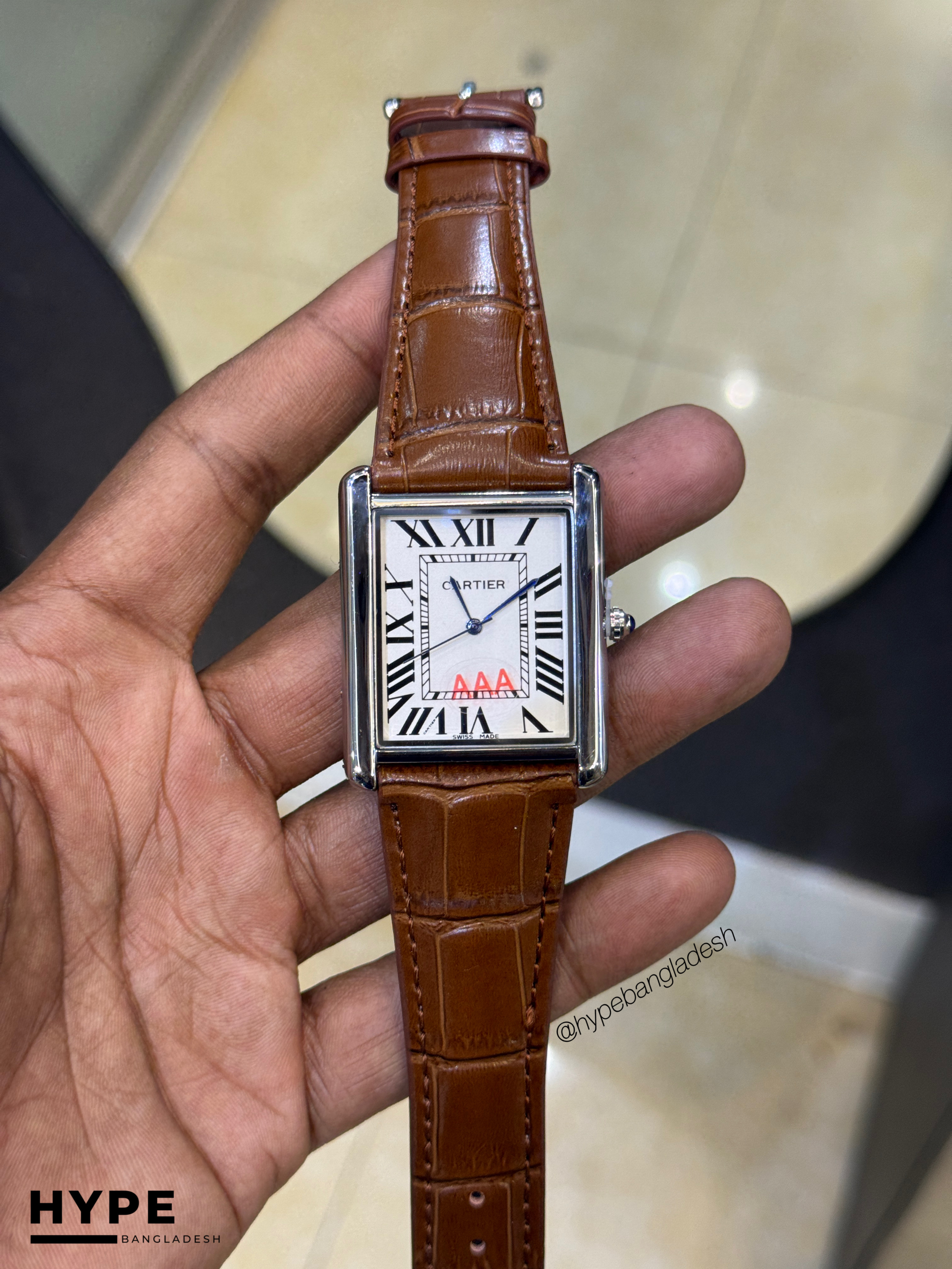 Cartier Tank Watch Big Dial (Brown-White)